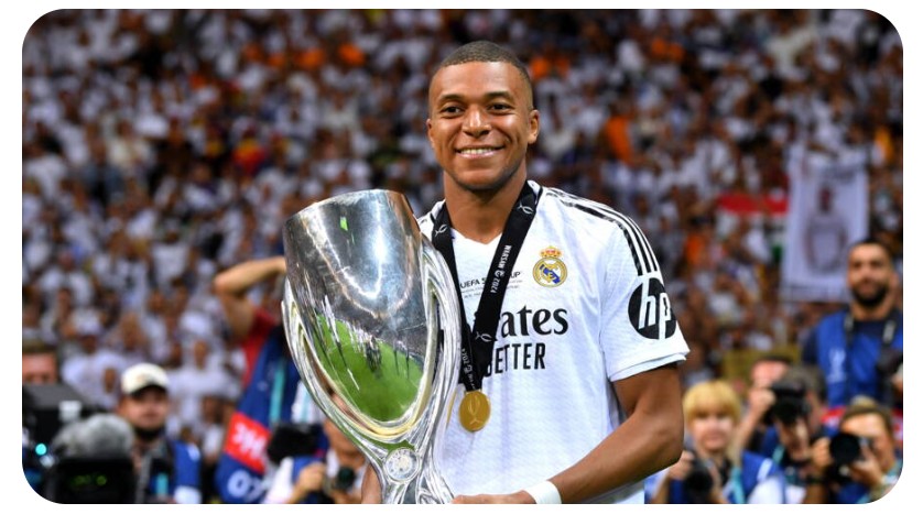 Kylian Mbappé won the UEFA Super Cup trophy on Wednesday, August 14, with Real Madrid.